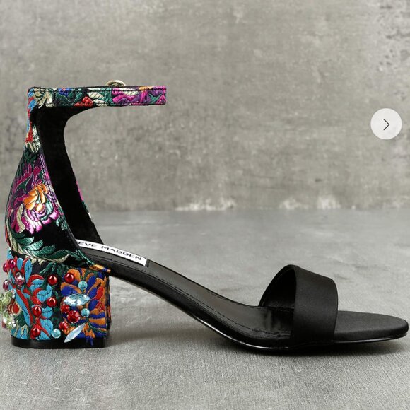 Steve Madden Inca Bright Multi Brocade Ankle Strap Heels sz 8 - Picture 4 of 9